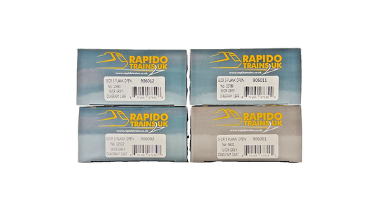RAPIDO OO GAUGE - 906012/906011/906002/906001 - SECR GREY 5 PLANK WAGONS X 4