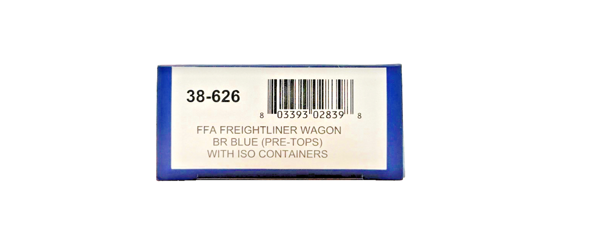 BACHMANN OO GAUGE - 38-626 - FFA FREIGHTLINER WAGON BR BLUE WITH ISO CONTAINERS