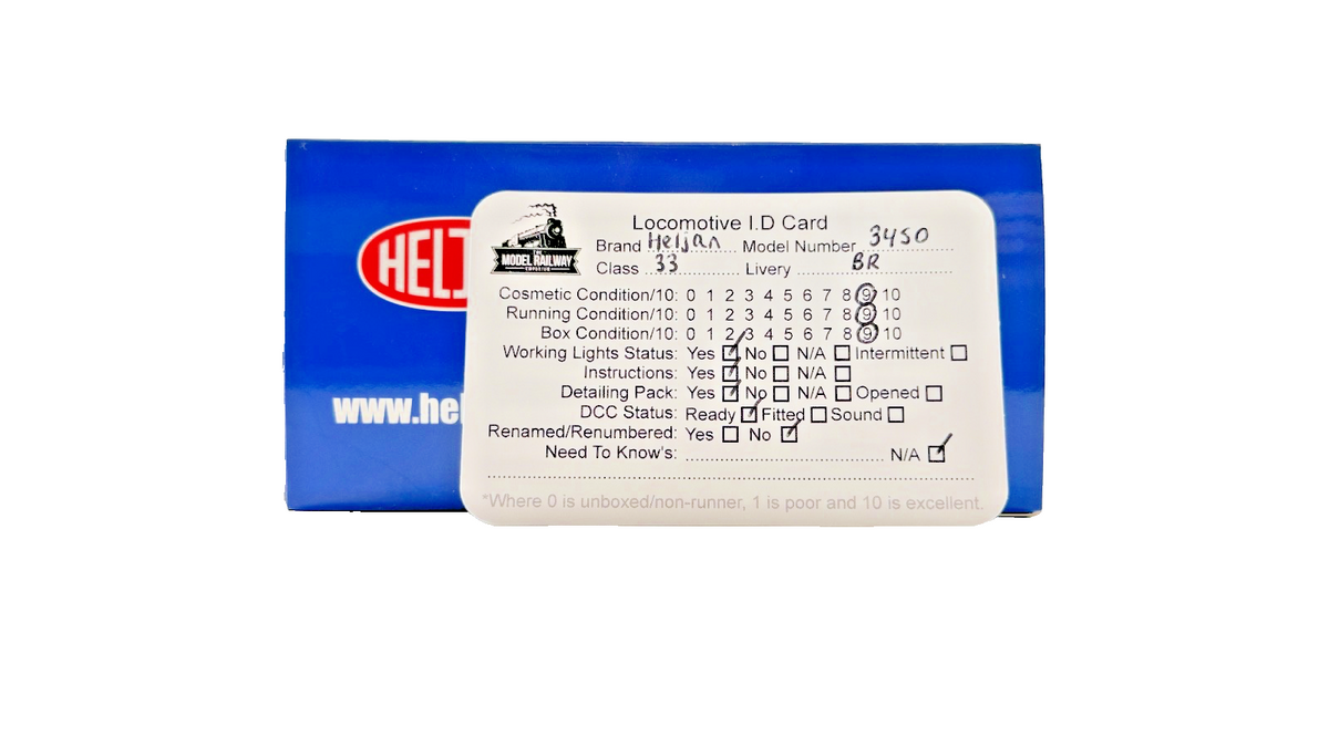 HELJAN OO GAUGE - 3450 - CLASS 33 DIESEL 33012 BR BLUE (FADED) WEATHERED