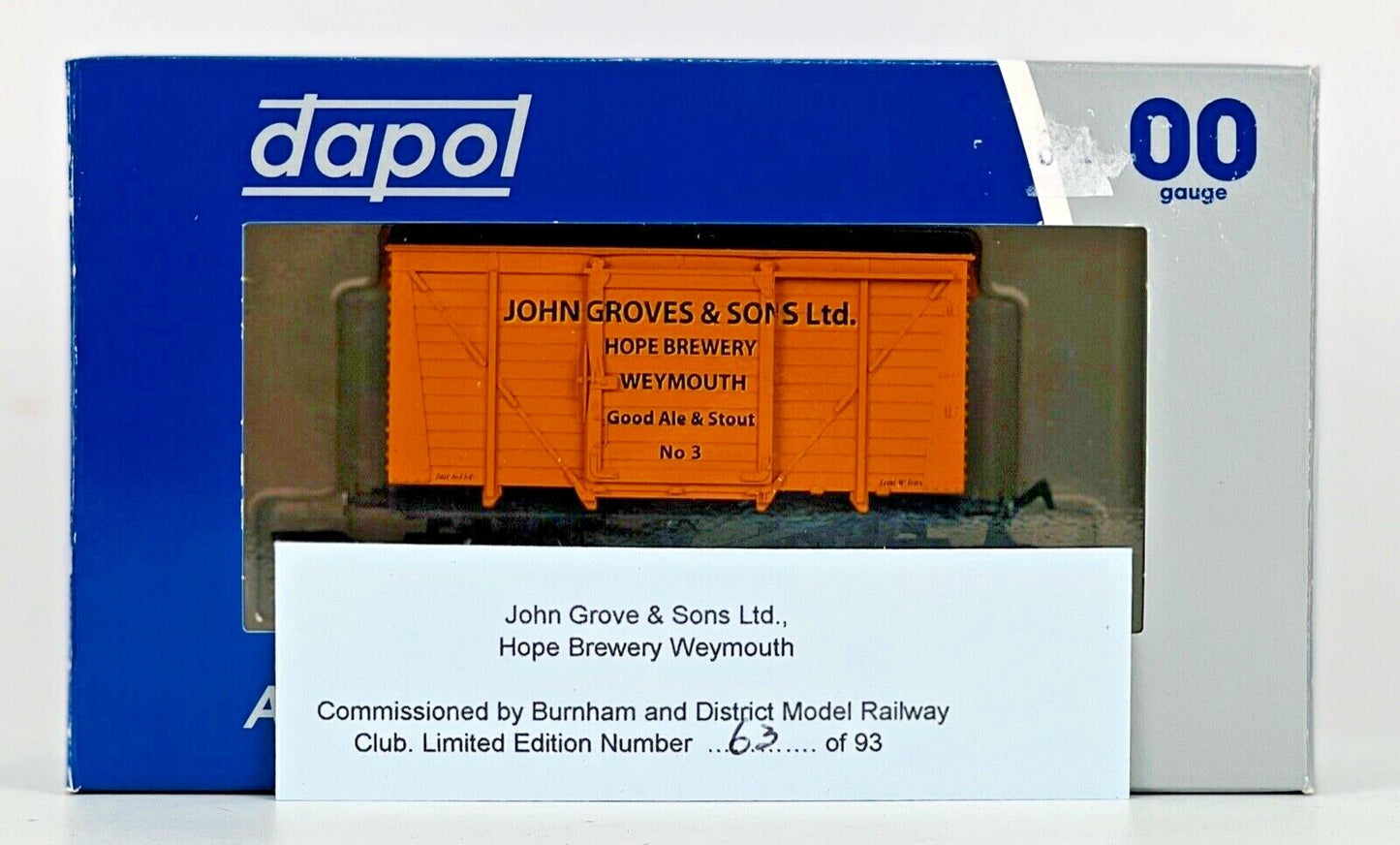 DAPOL 00 GAUGE - 'JOHN GROVES & SONS LTD' HOPE BREWERY (BURNHAM DMRC LIMITED ED)