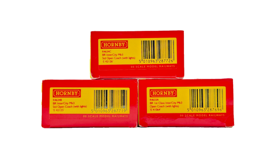 HORNBY OO GAUGE - R4633A/R4634B/R4634C - BR BLUE GREY INTERCITY MK3 COACHES X 3