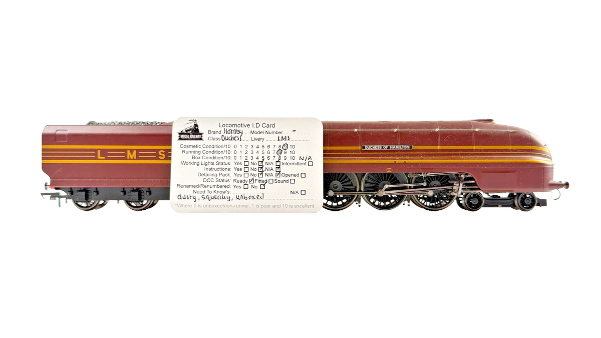 HORNBY OO GAUGE - LMS 4-6-2 DUCHESS OF HAMILTON 6229 LOCO DRIVE UNBOXED