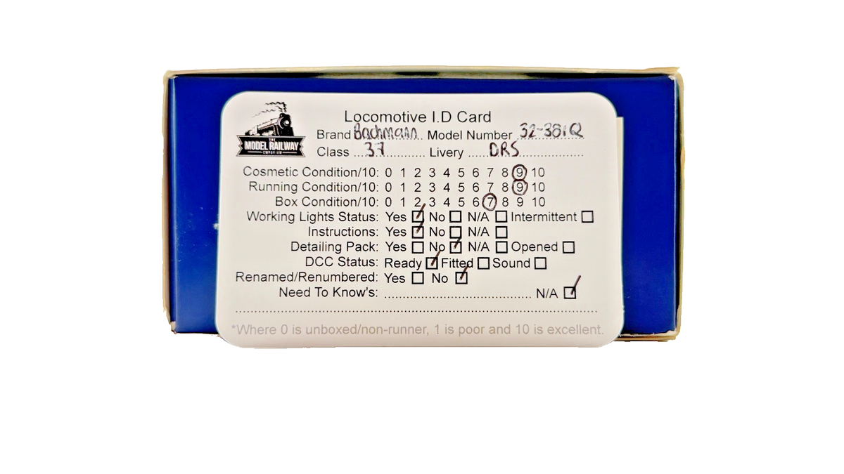 BACHMANN OO GAUGE - 32-381Q - CLASS 37/4 DIESEL 37409 DRS LORD HINTON MODEL RAIL