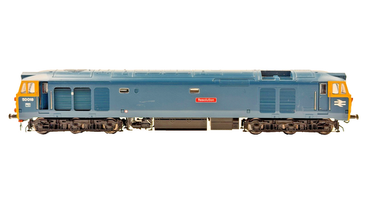 HORNBY 00 GAUGE - R2348 - CLASS 50 DIESEL 50018 BR BLUE RESOLUTION UNBOXED