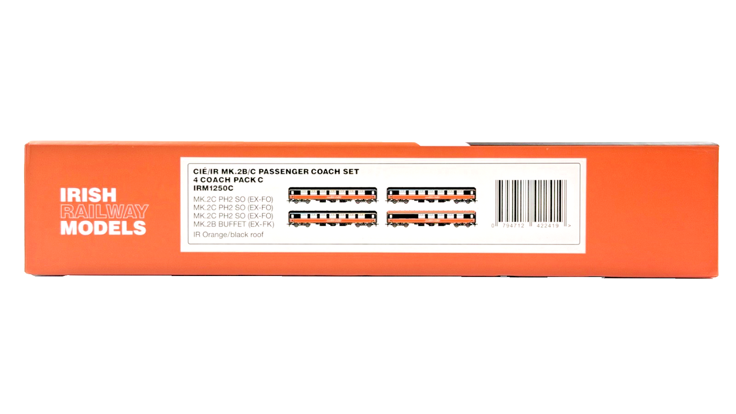 IRISH RAILWAY MODELS 00 GAUGE - IRM1250C - IR ORANGE/BLACK ROOF 4 COACH SET