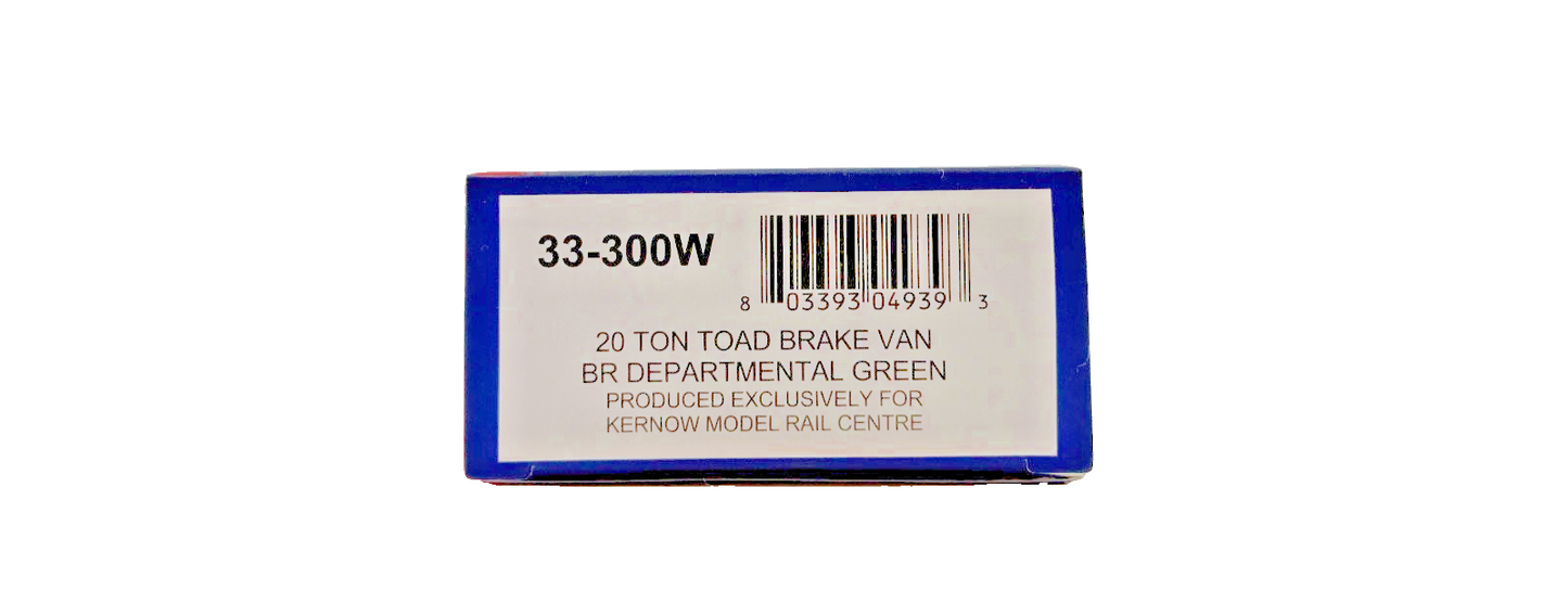 BACHMANN OO GAUGE - 33-300W - 20T TOAD BRAKE VAN DEPARTMENTAL GREEN FOR KERNOW