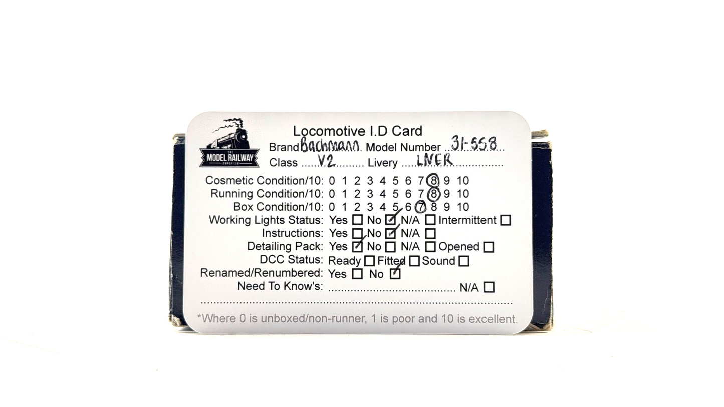 BACHMANN 00 GAUGE - 31-558 - LNER DONCASTER GREEN V2 4844 COLDSTREAMER BOXED