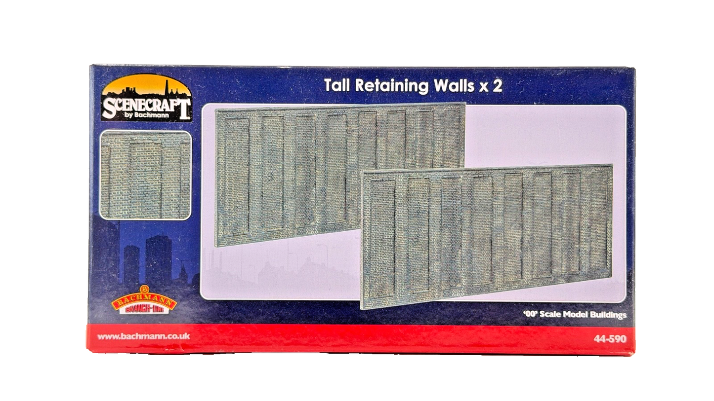 BACHMANN OO GAUGE SCENECRAFT - 44-590 - TALL RETAINING WALLS X 2 - NEW