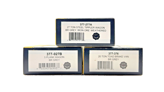GRAHAM FARISH N GAUGE - 377-277A/377-027B/377-376 - RAKE OF 3 BR GREY WAGONS