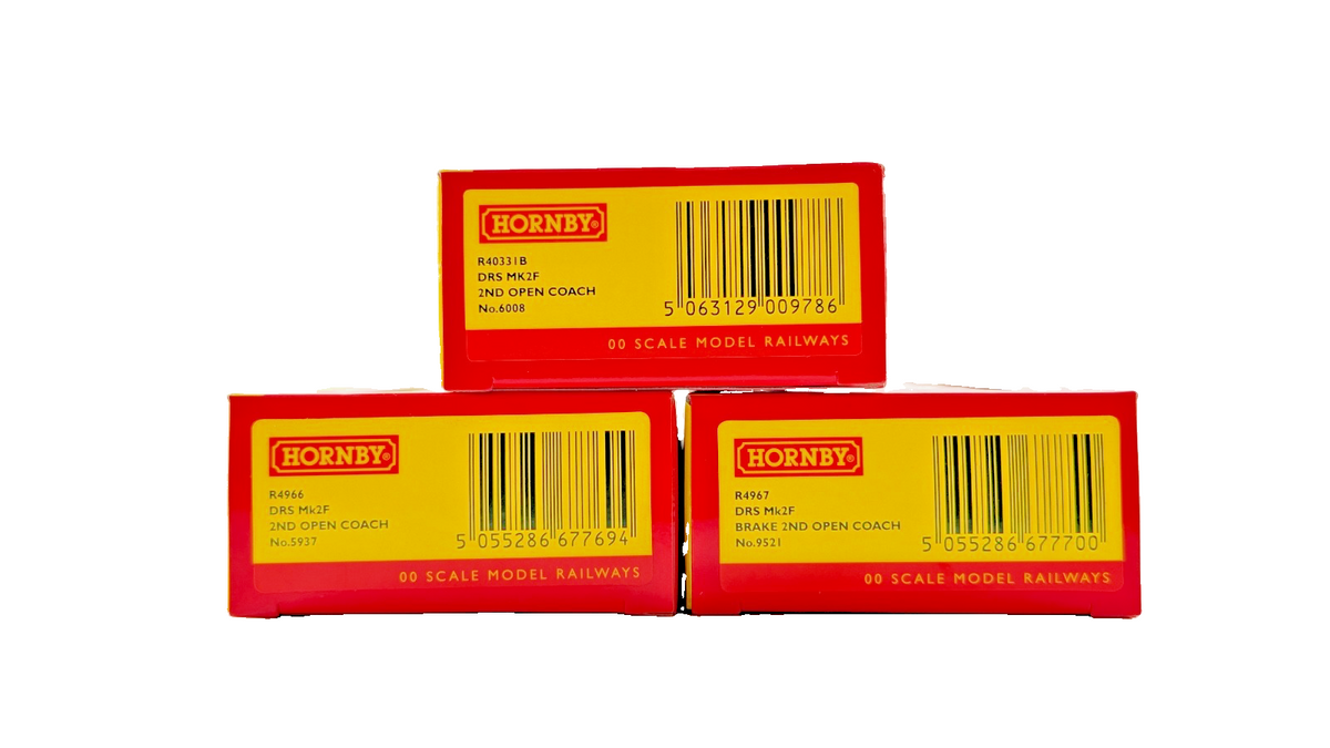 HORNBY OO GAUGE - R4966/R4967/R40331B - DRS MK2F 2ND OPEN COACHES BOXED X 3
