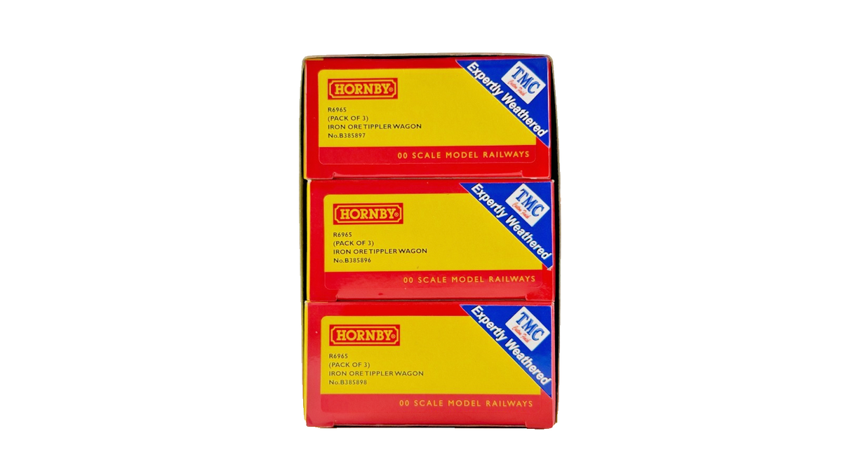 HORNBY OO GAUGE - R6965 - PACK OF 3 IRON ORE TIPPLER WAGON TMC WEATHERED