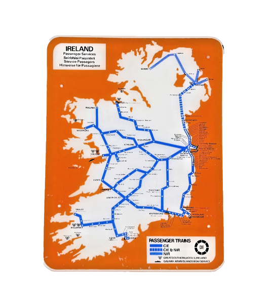 UNIQUE IRISH RAILWAYANA PASSENGER TRAIN PLASTIC COACH TRAIN ROUTE BOARD CIE NIR