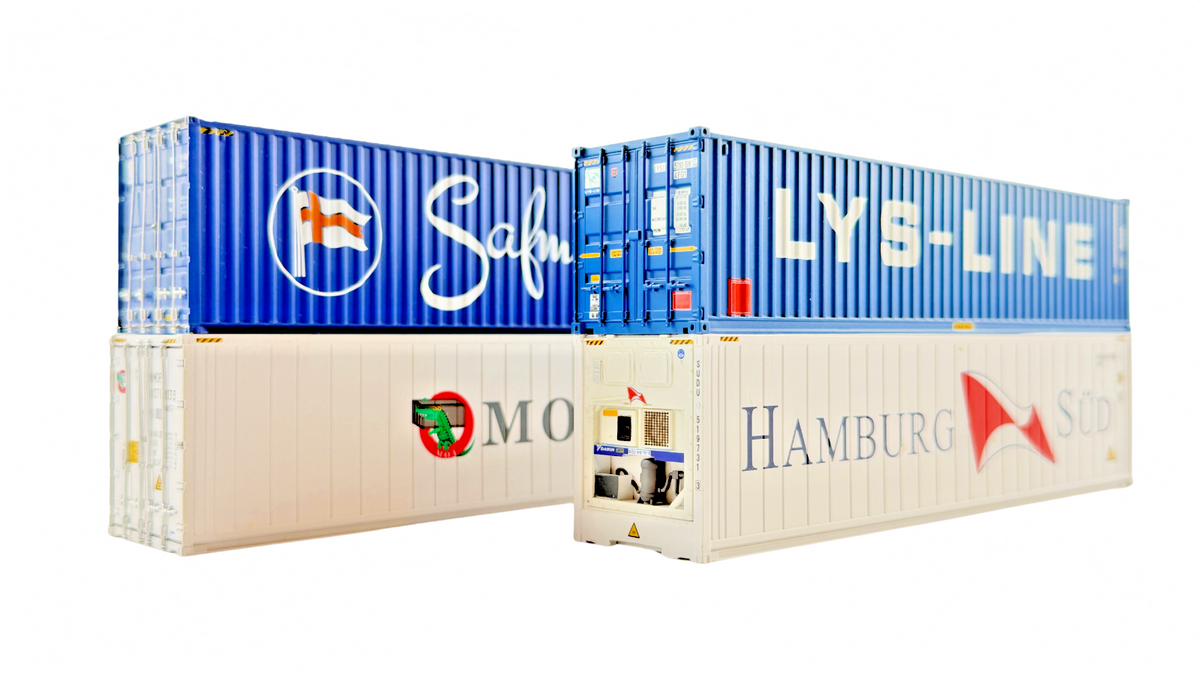 C RAIL OO GAUGE - SAFMARINE LYS-LINE HAMBURG SUD & MOL POCKET CONTAINERS UNBOXED