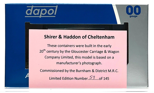 DAPOL 00 GAUGE - SHIRER & HADDON CHELTENHAM SR CONFLAT (BURNHAM LIMITED ED)