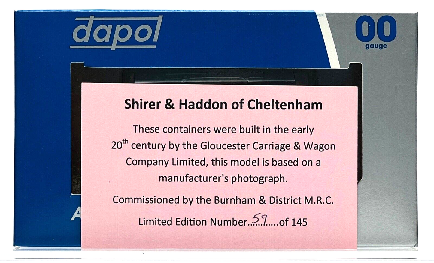 DAPOL 00 GAUGE - SHIRER & HADDON CHELTENHAM SR CONFLAT (BURNHAM LIMITED ED)