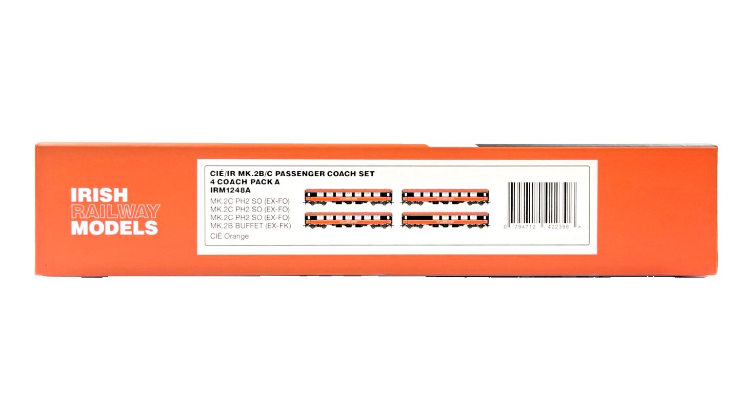 IRISH RAILWAY MODELS 00 GAUGE - IRM1248A - CIE ORANGE 4 PASSENGER COACH SET