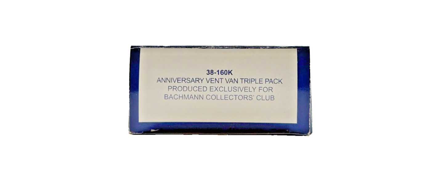 BACHMANN OO GAUGE - 38-160K - ANNIVERSARY VENT VAN TRIPLE PACK COLLECTORS CLUB
