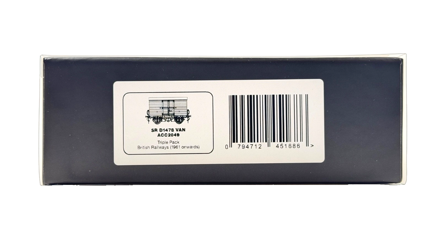 ACCURASCALE OO GAUGE - ACC2049 - SR D1478 VAN BRITISH RAILWAYS BANANA VAN TRIPLE
