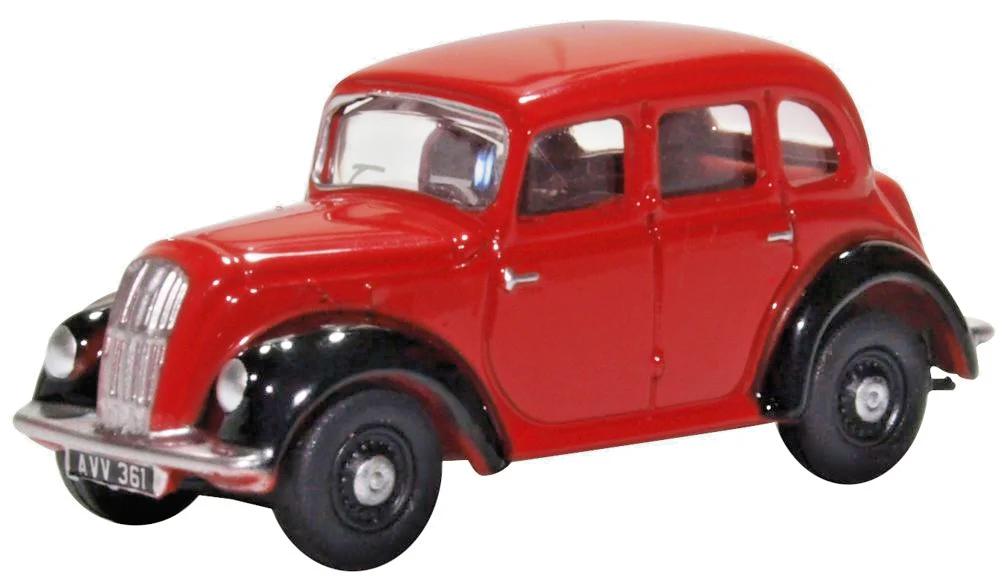 OXFORD DIECAST 1/76 SCALE - 76MES006 - MORRIS EIGHT E SALOON RED/BLACK - NEW