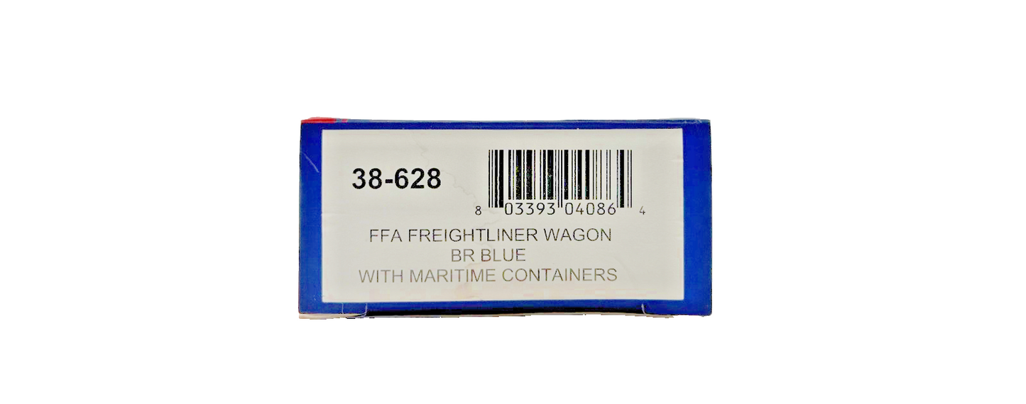 BACHMANN OO GAUGE - 38-628 - FFA FREIGHTLINER WAGON MARITIME CONTAINERS BR BLUE