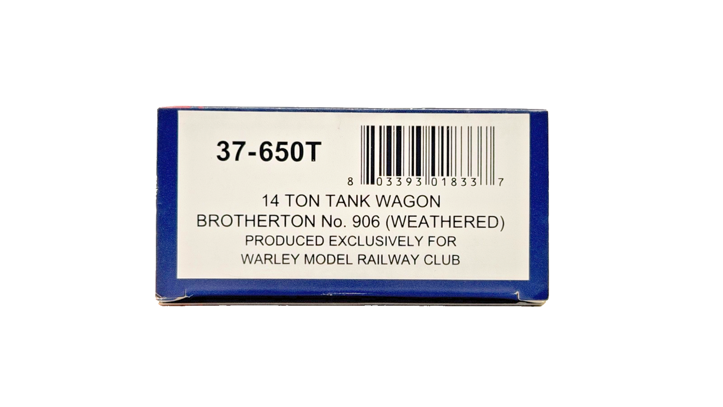 BACHMANN 00 GAUGE - 37-650T - 14 TON TANK WAGON BROTHERTON NO.906 (WARLEY)