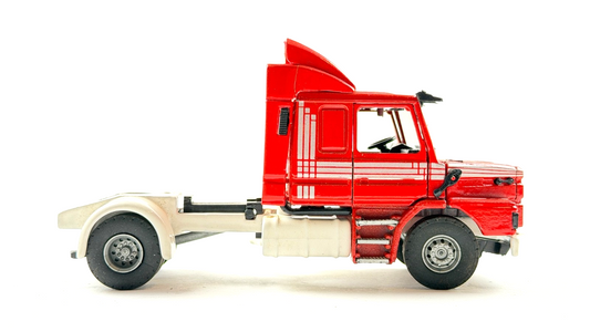 EARLY TEKNO? 1/50 SCALE RED & SILVER SCANIA 450 4X2 TRACTOR UNIT UNBOXED
