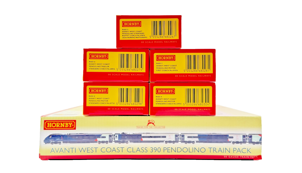 HORNBY OO GAUGE - R3952 - AVANTI WEST COAST CLASS 390 PENDOLINO FULL 9 CAR SET