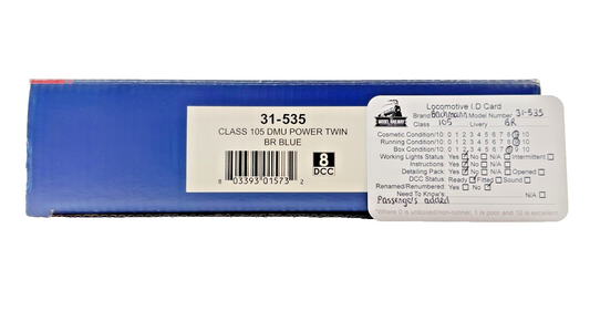 BACHMANN OO GAUGE - 31-535 - CLASS 105 DMU POWER TWIN BR BLUE LIVERY BOXED