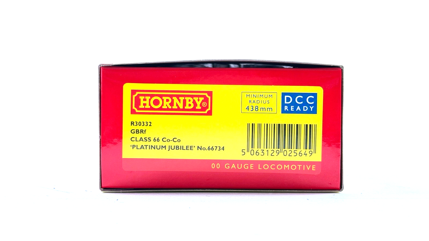 HORNBY 00 GAUGE - R30332 - CLASS 66 GBRF PLATINUM JUBILEE 66734 - NEW BOXED