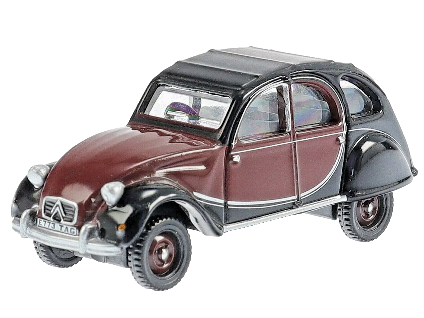 OXFORD DIECAST 1/76 SCALE - 76CT001 - CHARLESTON MAROON/BLACK CITROEN 2CV - NEW