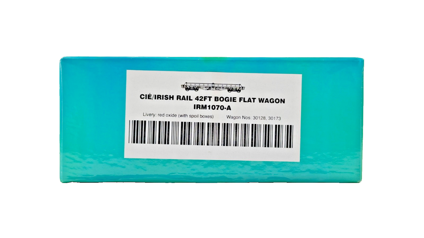IRISH RAILWAY MODELS 00 GAUGE - IRM1070-A - 42FT BOGIE FLAT WAGON RED OXIDE TWIN