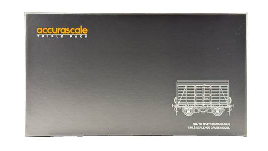 ACCURASCALE OO GAUGE - ACC2056 - SR TADPOLE BR DEPARTMENTAL BANANA VAN TRIPLE