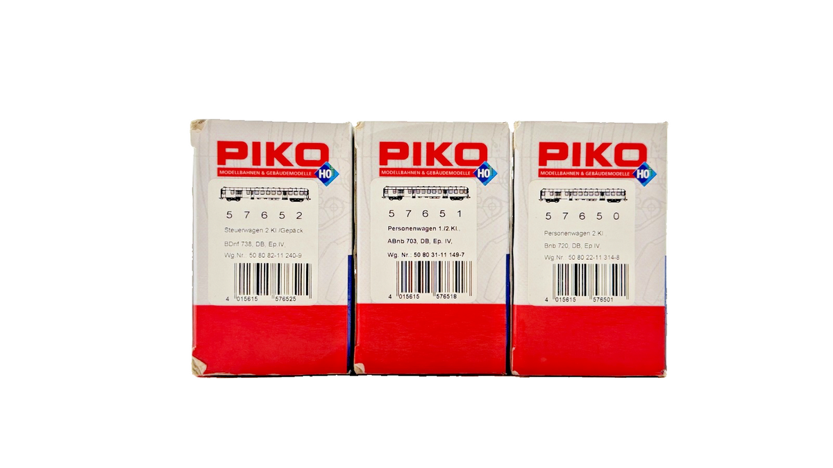 PIKO HO SCALE - 57650/57651/57652 - DB SILVER PERSONENWAGEN EP.IV COACHES X 3