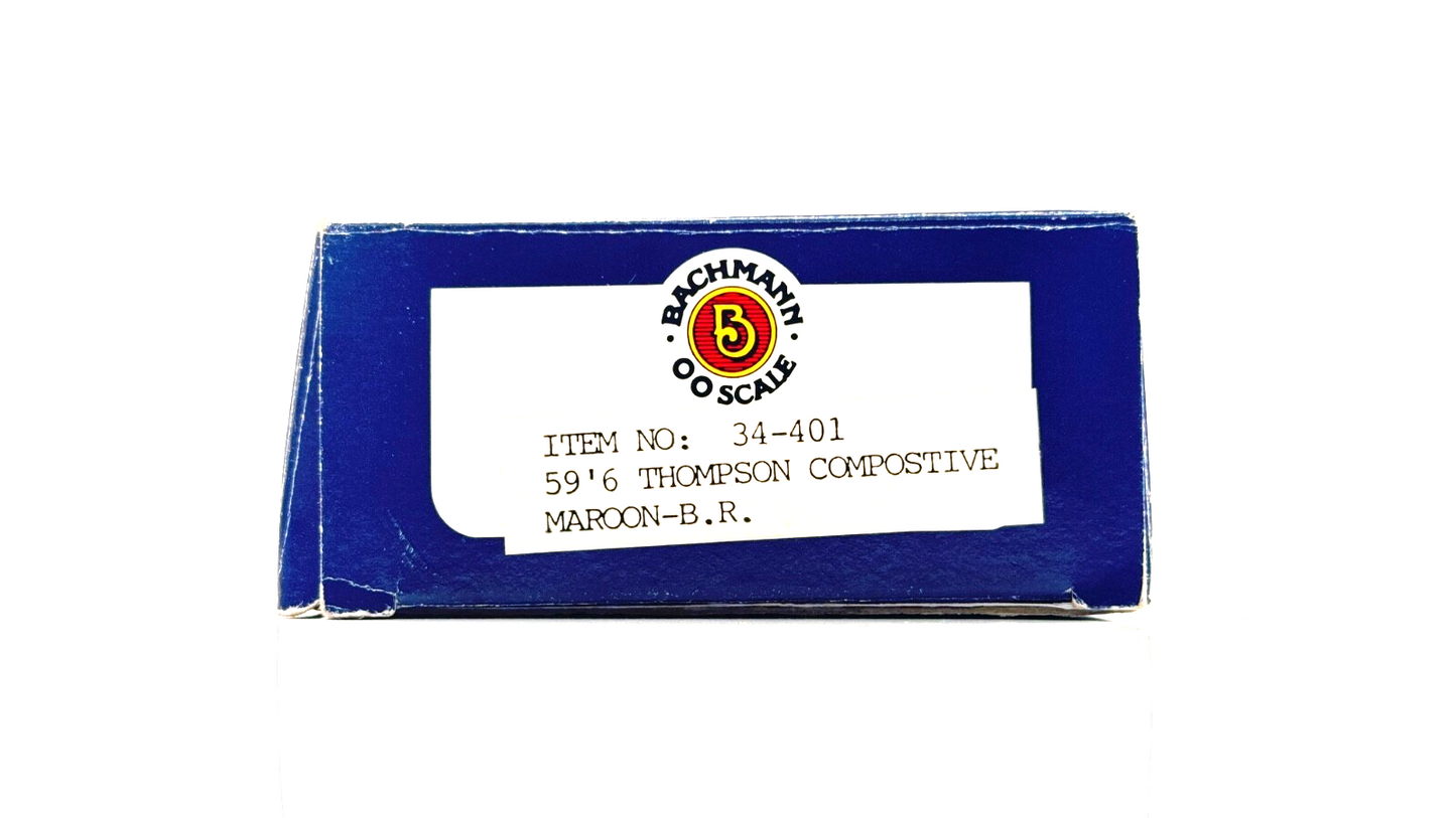 BACHMANN 00 GAUGE - 34-401 - 59' 6 THOMPSON COMPOSITE COACH BR MAROON - BOXED