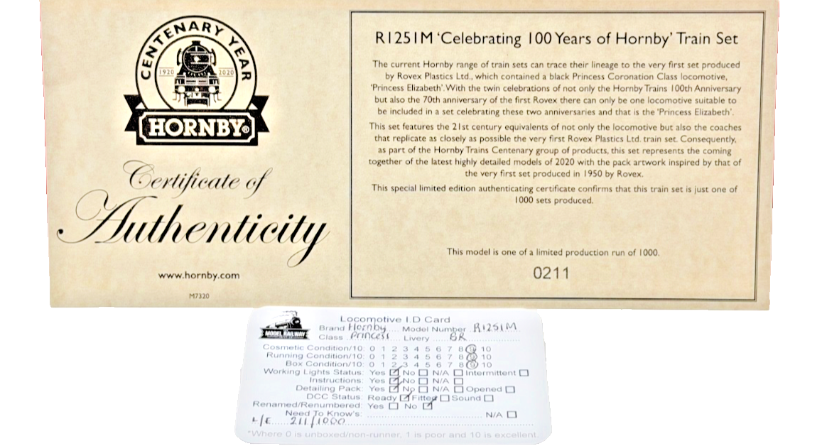HORNBY OO GAUGE - R1251M - CELEBRATING 100 YEARS OF HORNBY PRINCESS TRAIN SET