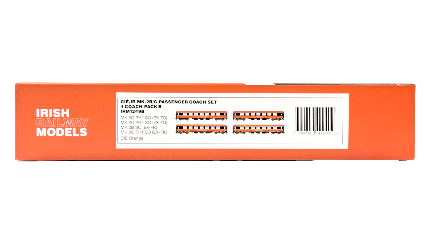 IRISH RAILWAY MODELS 00 GAUGE - IRM1249B - CIE ORANGE 4 PASSENGER COACH SET