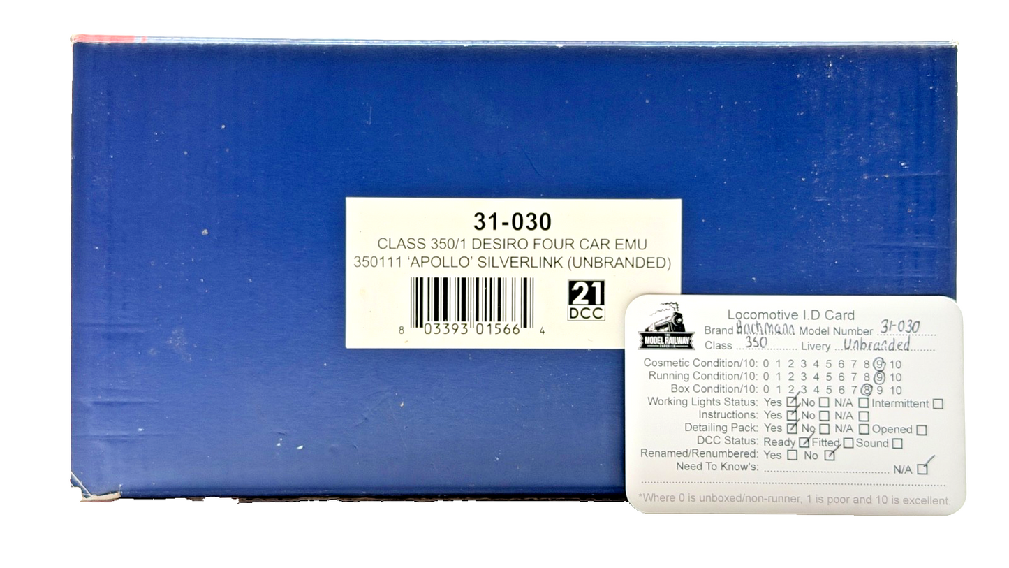 BACHMANN 00 GAUGE - 31-030 - CLASS 350/1 DESIRO FOUR CAR EMU APOLLO SILVERLINK