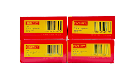 HORNBY OO GAUGE - R4597/A/B - FGW DYNAMIC LINES MK3 NIGHT RIVIERA COACHES X 4