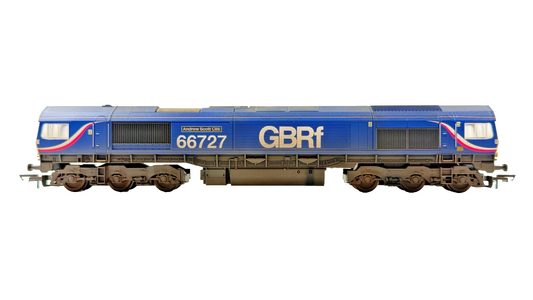 HORNBY OO GAUGE - R3881 - CLASS 66 DIESEL 66727 GBRF/FIRST ANDREW SCOTT CBE TMC