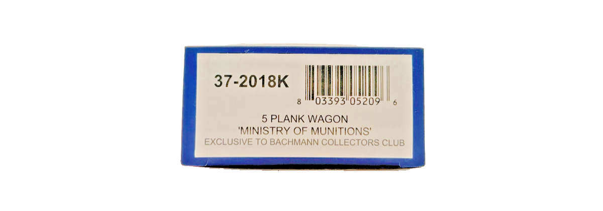 BACHMANN OO GAUGE - 37-2018K - 5 PLANK WAGON MINISTRY OF MUNITIONS BOXED