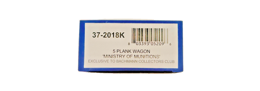 BACHMANN OO GAUGE - 37-2018K - 5 PLANK WAGON MINISTRY OF MUNITIONS BOXED