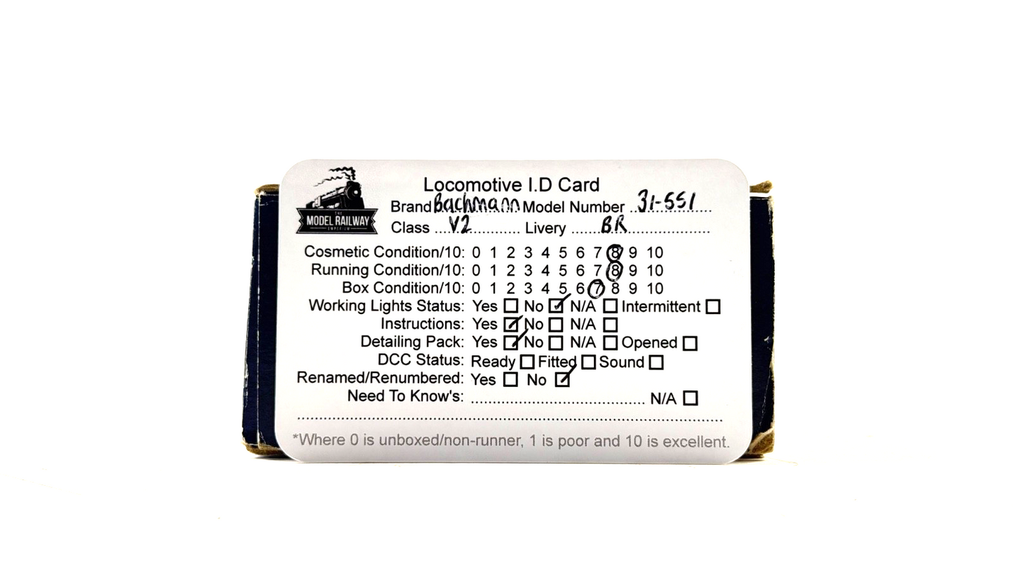 BACHMANN 00 GAUGE - 31-551 - V2 60800 GREEN ARROW BR BLACK LOCOMOTIVE BOXED