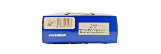 HELJAN OO GAUGE - ITEM 1111 - B TANK UNITED MOLASSES BROWN BLUE BARREL ENDS TMC