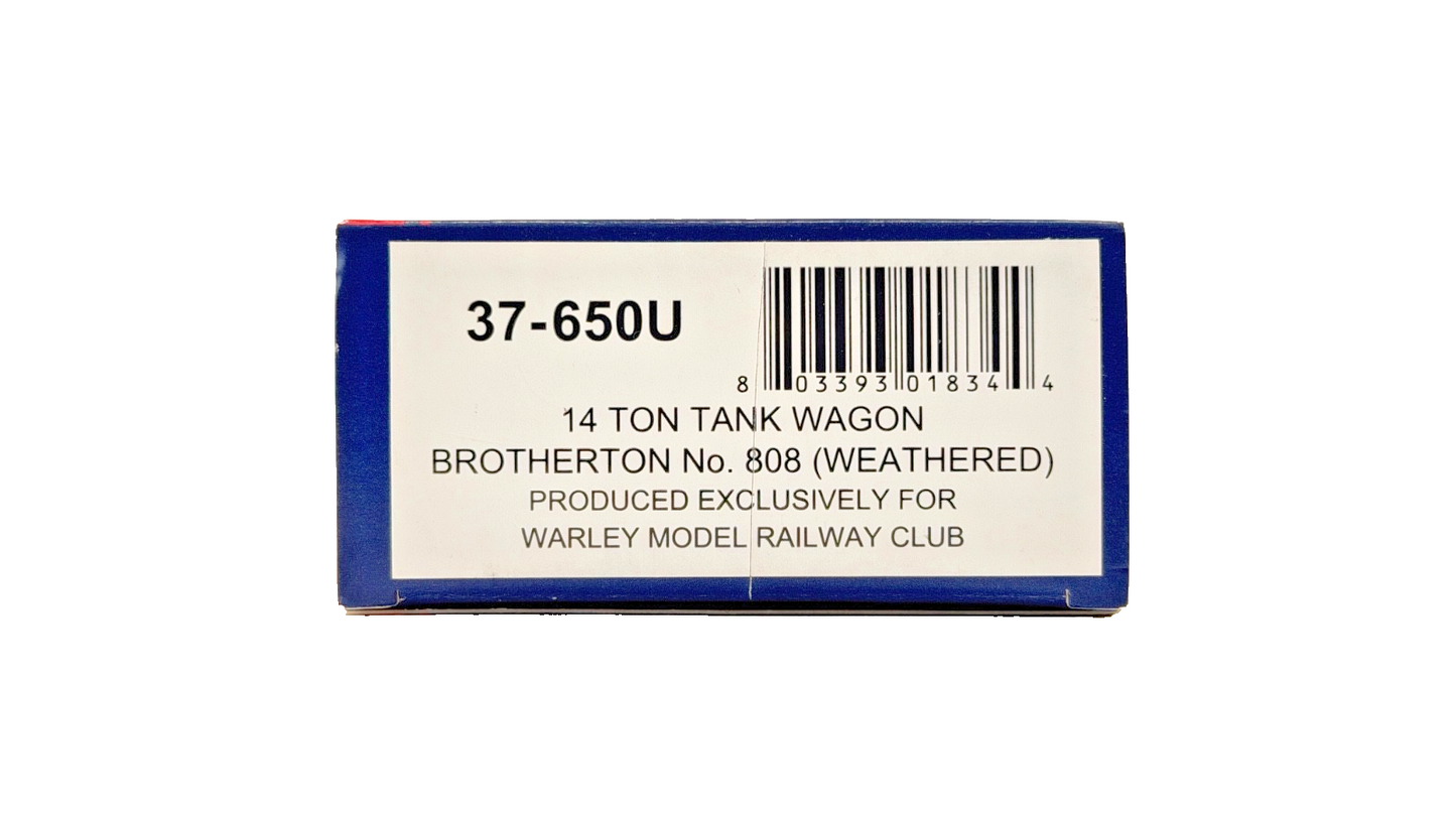 BACHMANN 00 GAUGE - 37-650U - 14 TON TANK WAGON BROTHERTON NO.808 (WARLEY)
