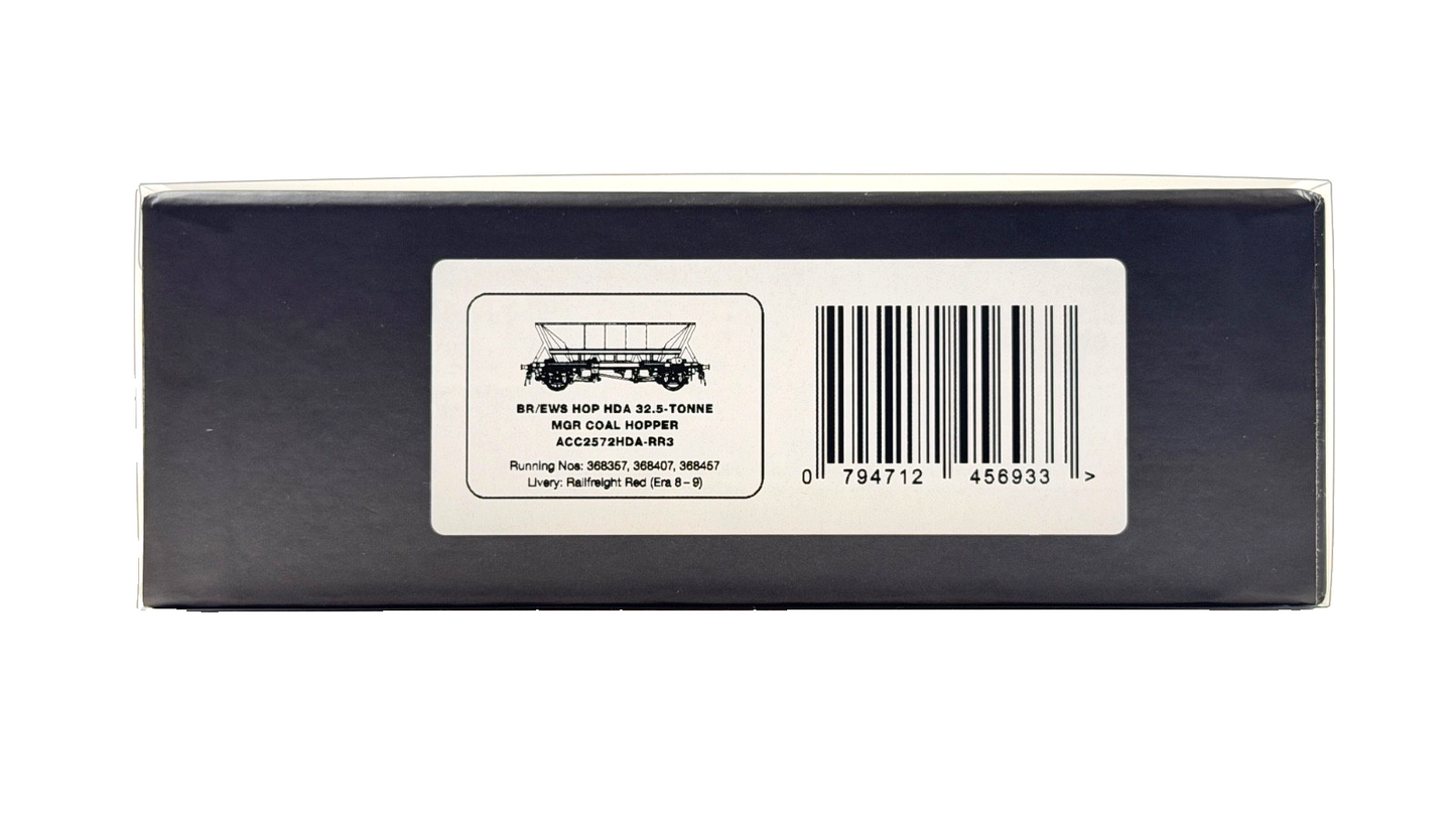 ACCURASCALE OO GAUGE - ACC2572HDA-RR3 - BR/EWS HOP HDA 32.5T MGR COAL HOPPERS