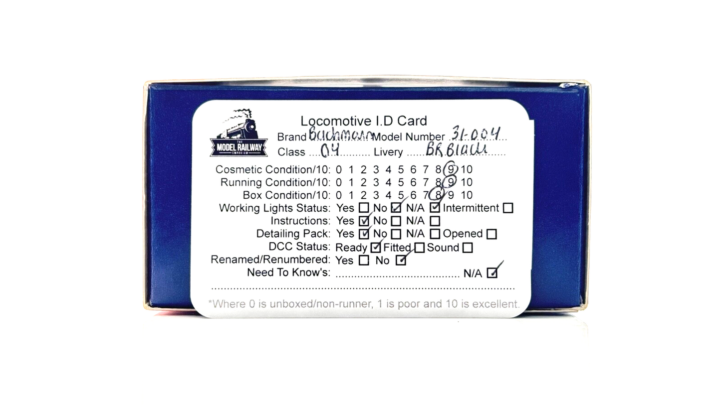 BACHMANN 00 GAUGE - 31-004 - ROBINSON O4 63598 BR BLACK EARLY EMBLEM (WEATHERED)