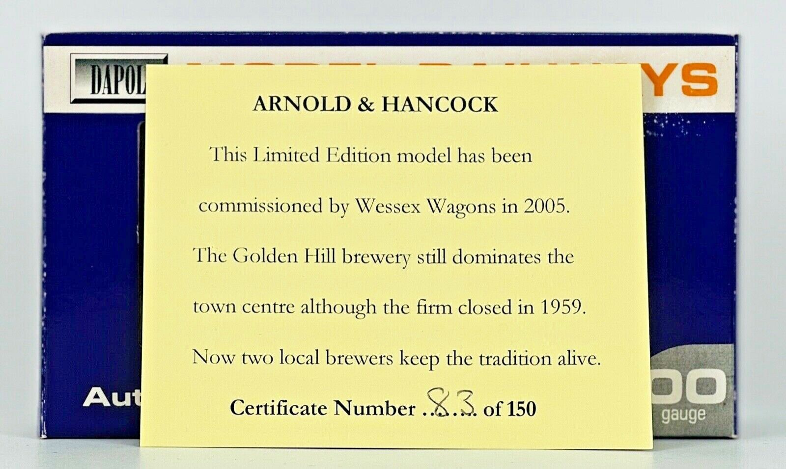 DAPOL 00 GAUGE - 'ARNOLD & HANCOCK' GOLDEN HILL BREWERY (WESSEX WAGONS LTD ED)