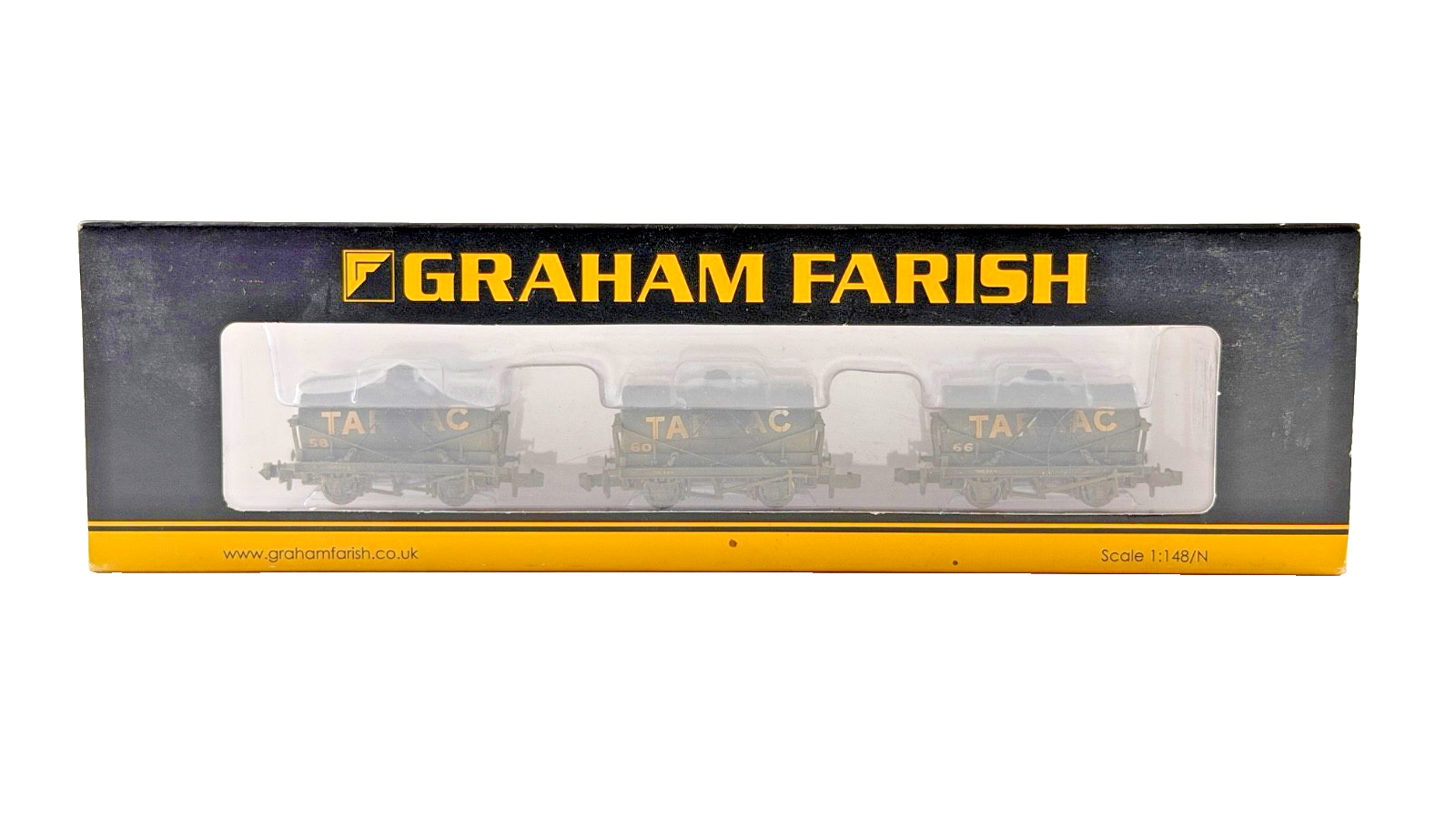 GRAHAM FARISH N GAUGE - 373-665 - SET OF 14T TANK WAGONS TARMAC (WEATHERED)