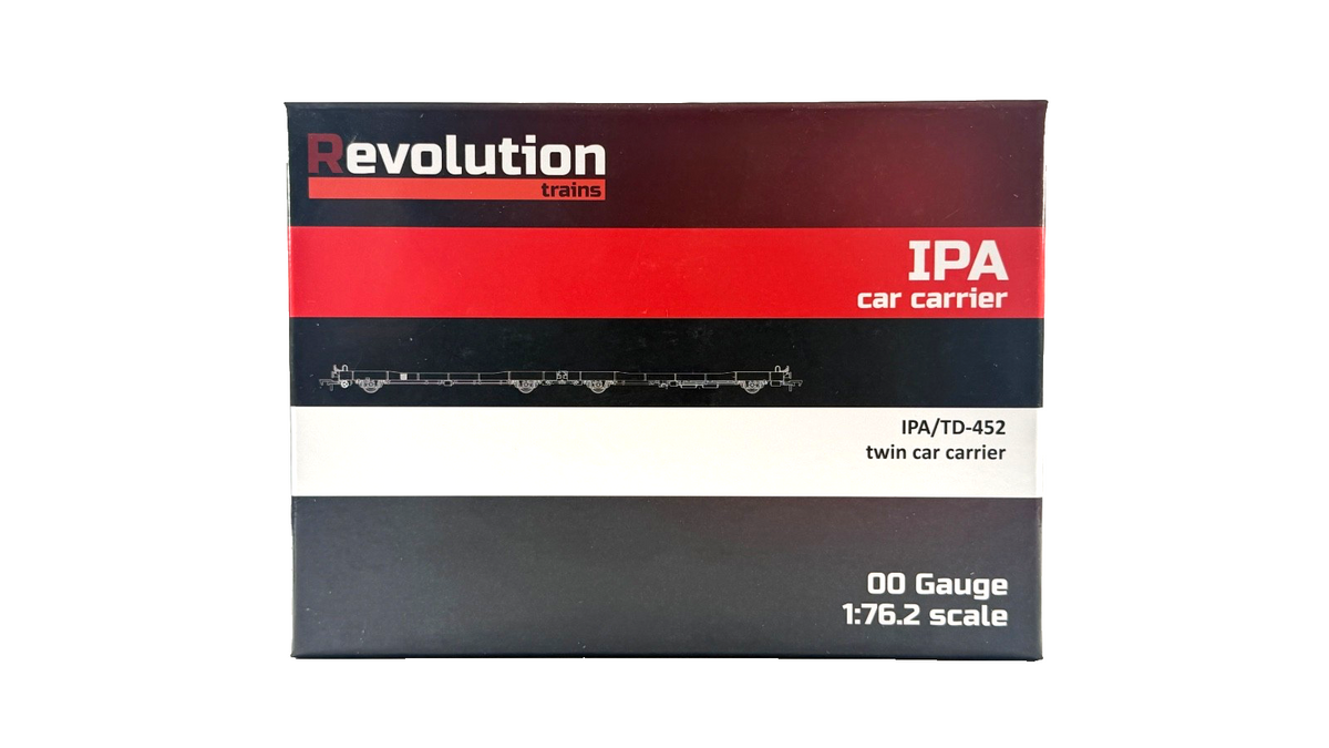 REVOLUTION TRAINS OO GAUGE - IPA-101A - IPA TD-452 TWIN CAR CARRIER WAGONS BOXED