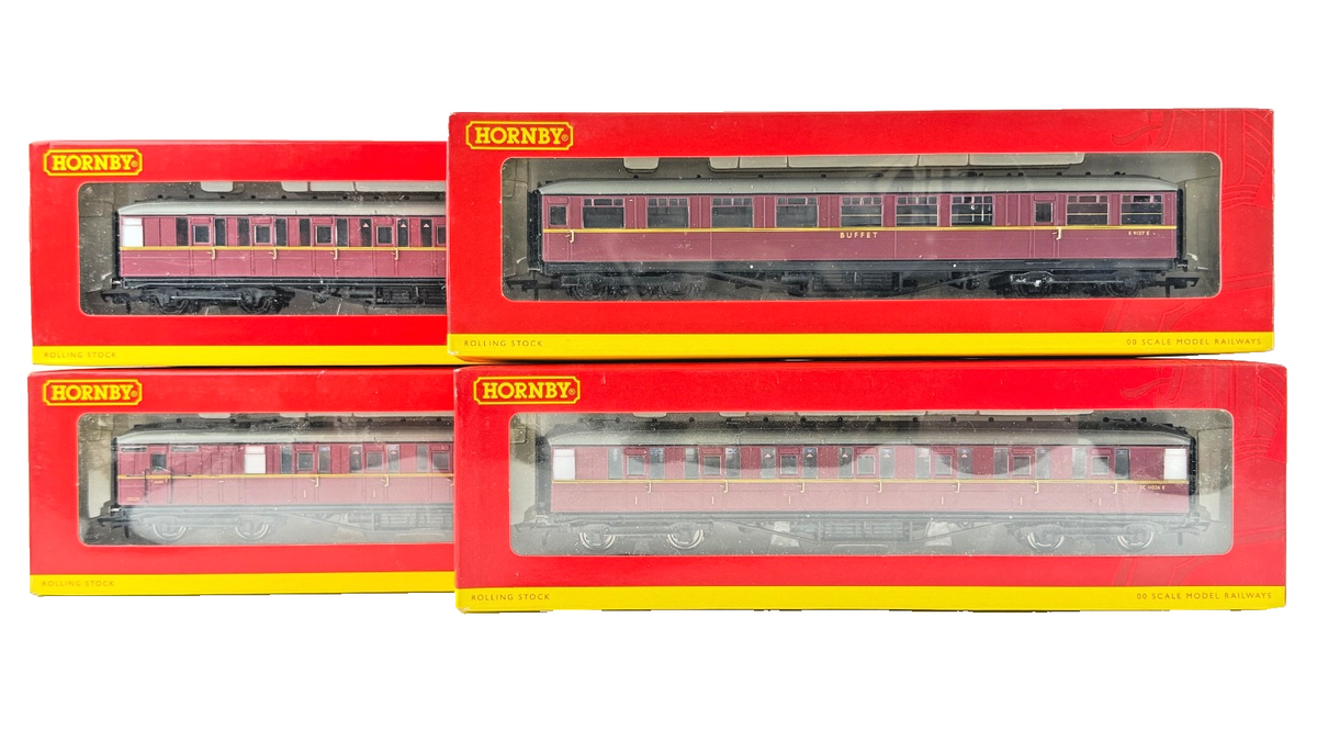 HORNBY OO GAUGE - R4260A/R4261A/R4262A/R4263A - BR MAROON 61FT 6IN COACHES X 4